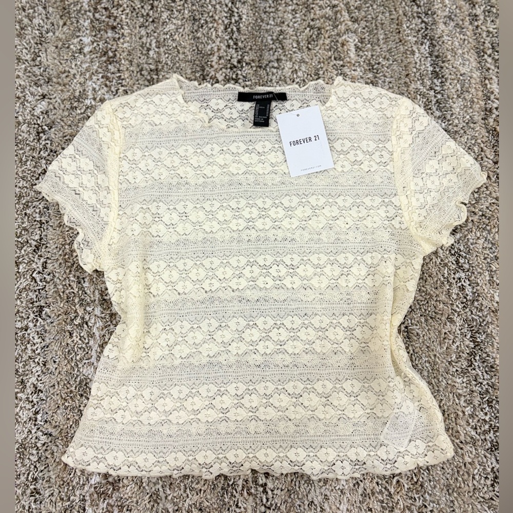 Forever 21 Cream Lace Women's Top